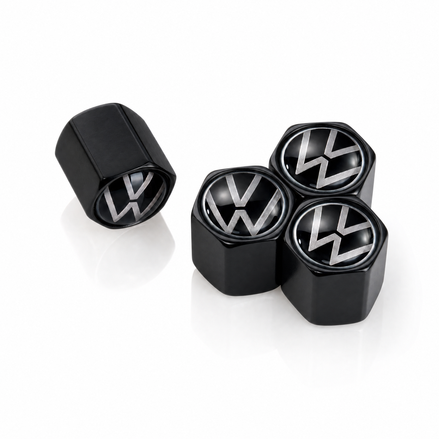 VW Black billet valve caps - premium