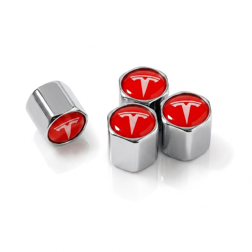 Tesla billet valve caps chrome - premium
