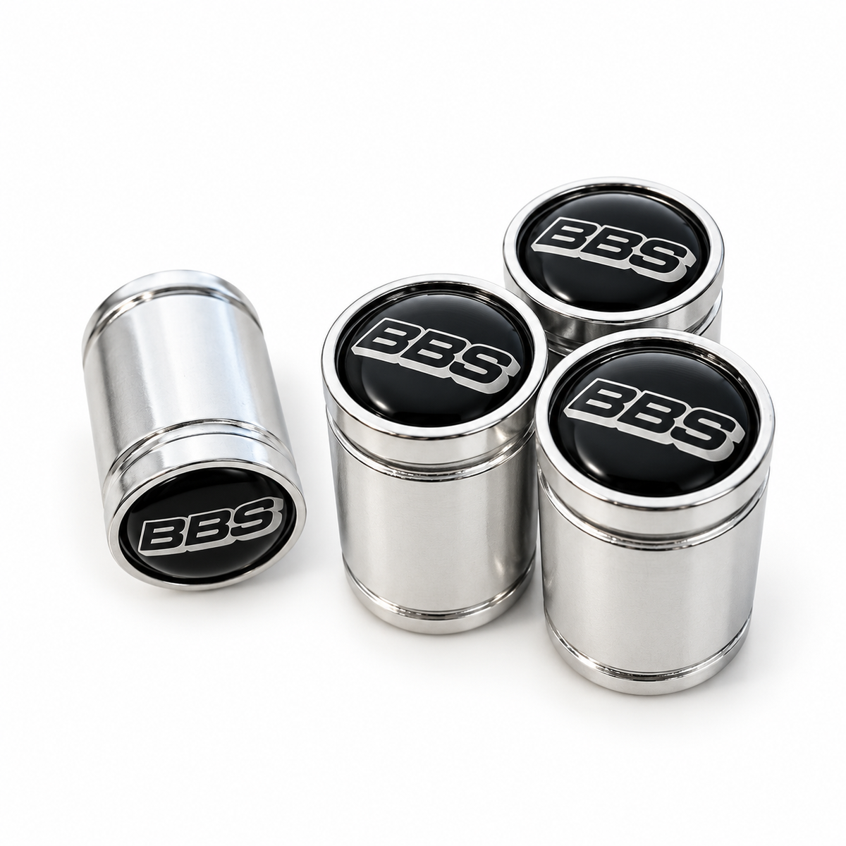 Four chrome BBS valve caps
