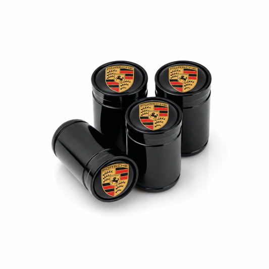 Porsche Black billet valve caps - premium