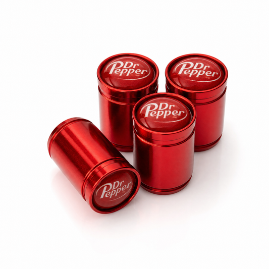 Dr Pepper Red billet valve caps - premium