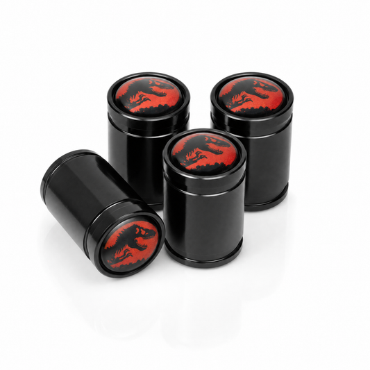 Jurassic Park Black billet valve caps - premium