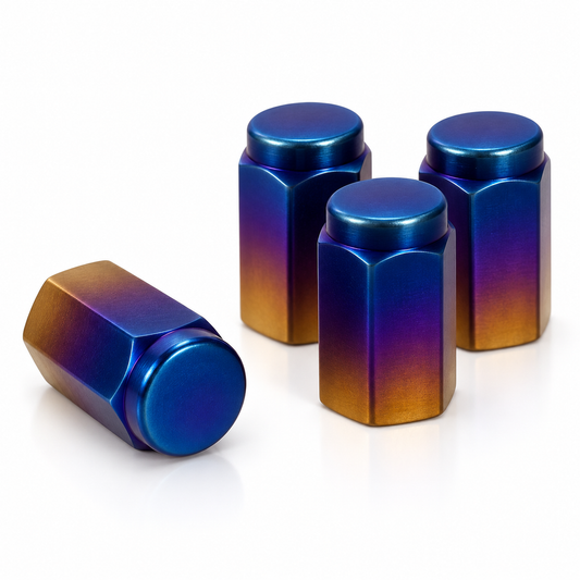 Burnt Titanium valve caps – set of four