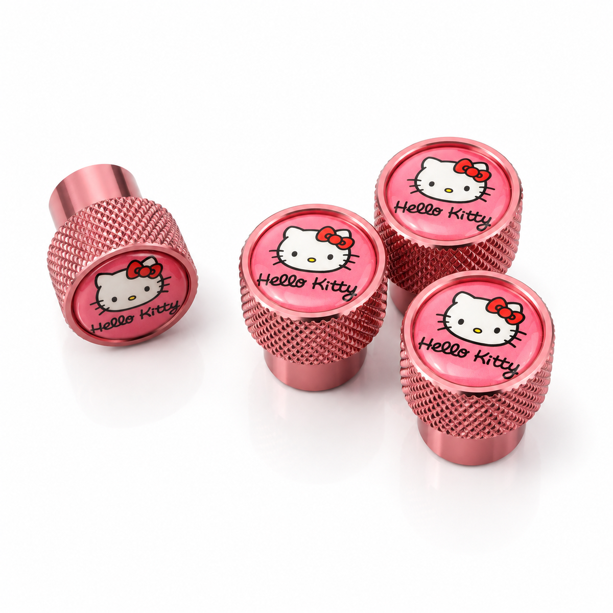 Set of four pink Hello Kitty oversized valve caps