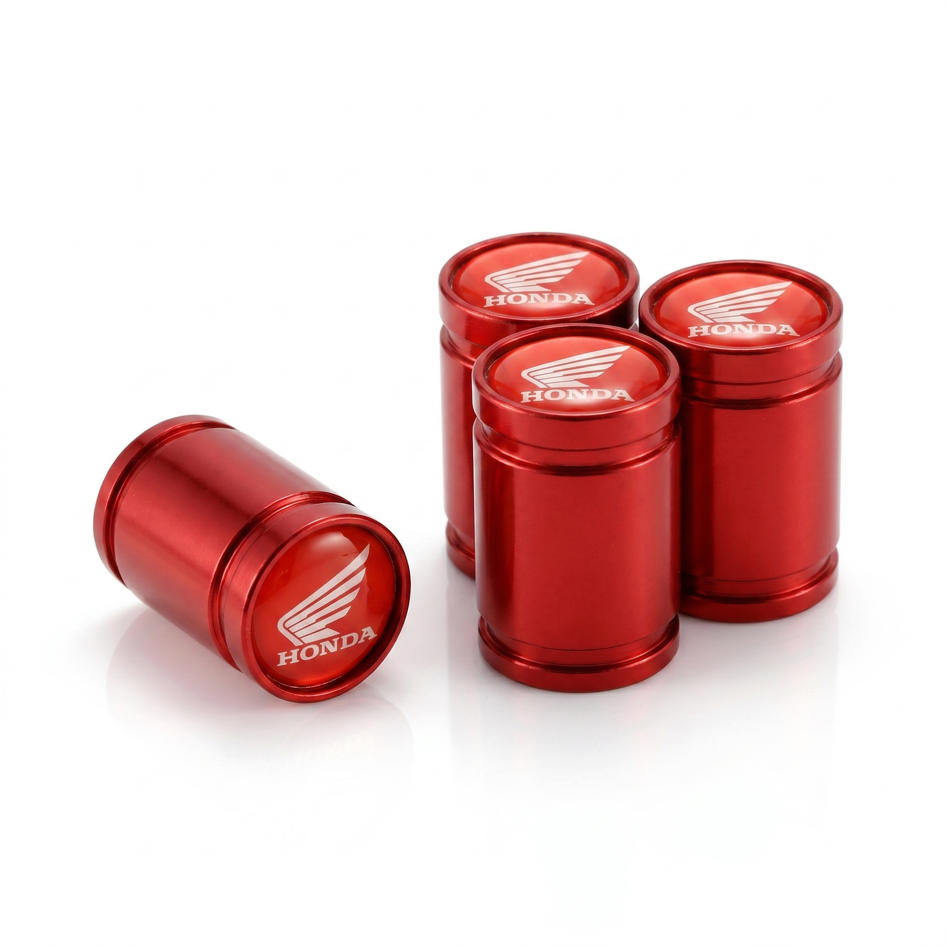 Honda Premium billet valve caps in red, set of 4