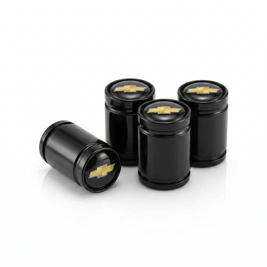 Chevrolet Premium billet valve caps in black, set of 4