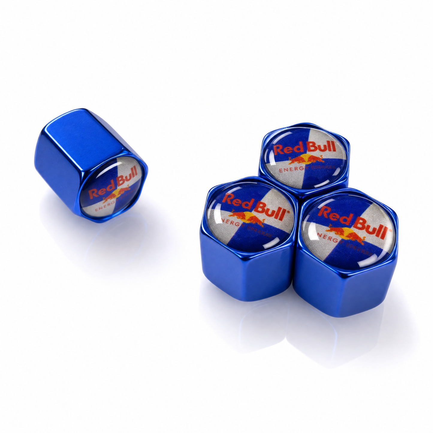Red Bull billet valve caps - premium product image