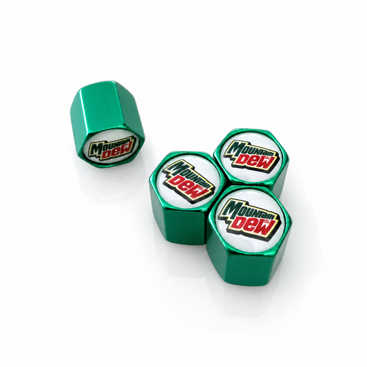 Mountain Dew billet valve caps - premium product image