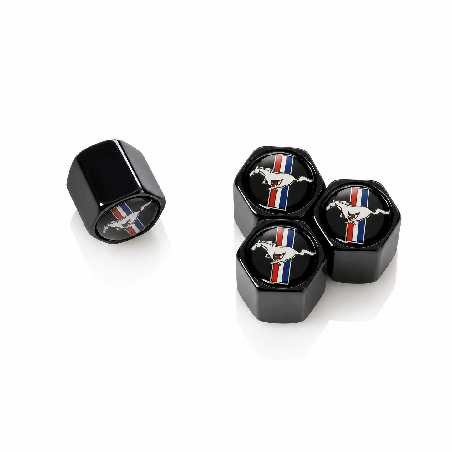 Mustang billet valve caps black - premium
