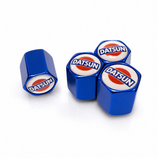 Datsun billet valve caps blue - premium