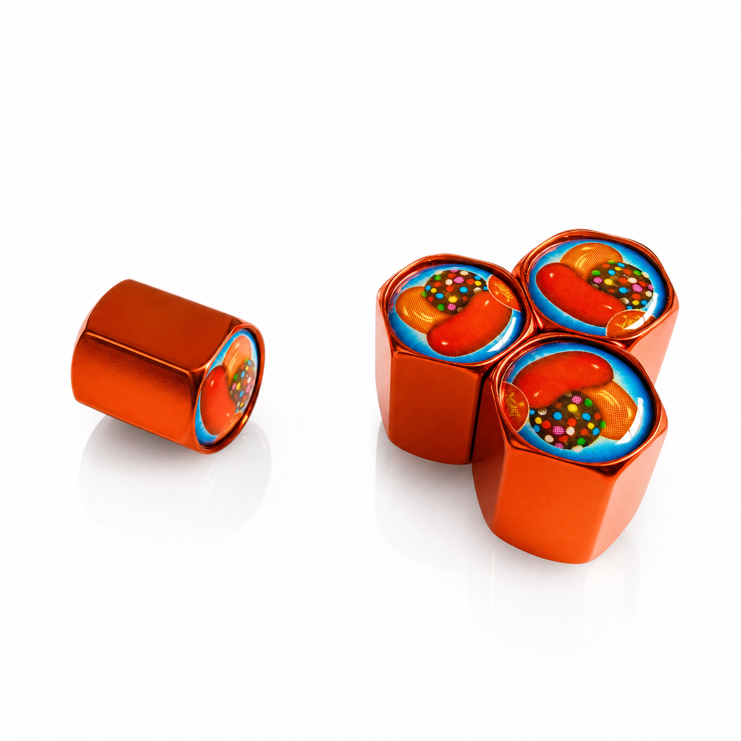 Candy Crush Orange billet valve caps - premium