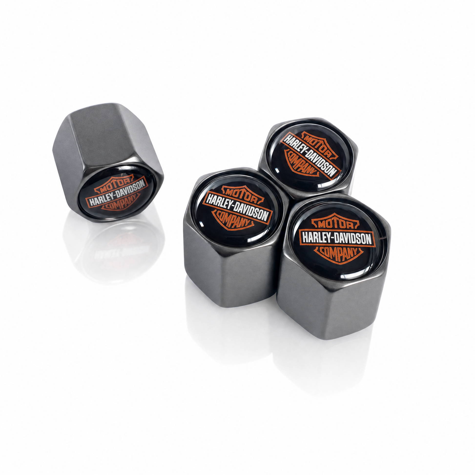 Harley Gun Metal billet valve caps - premium