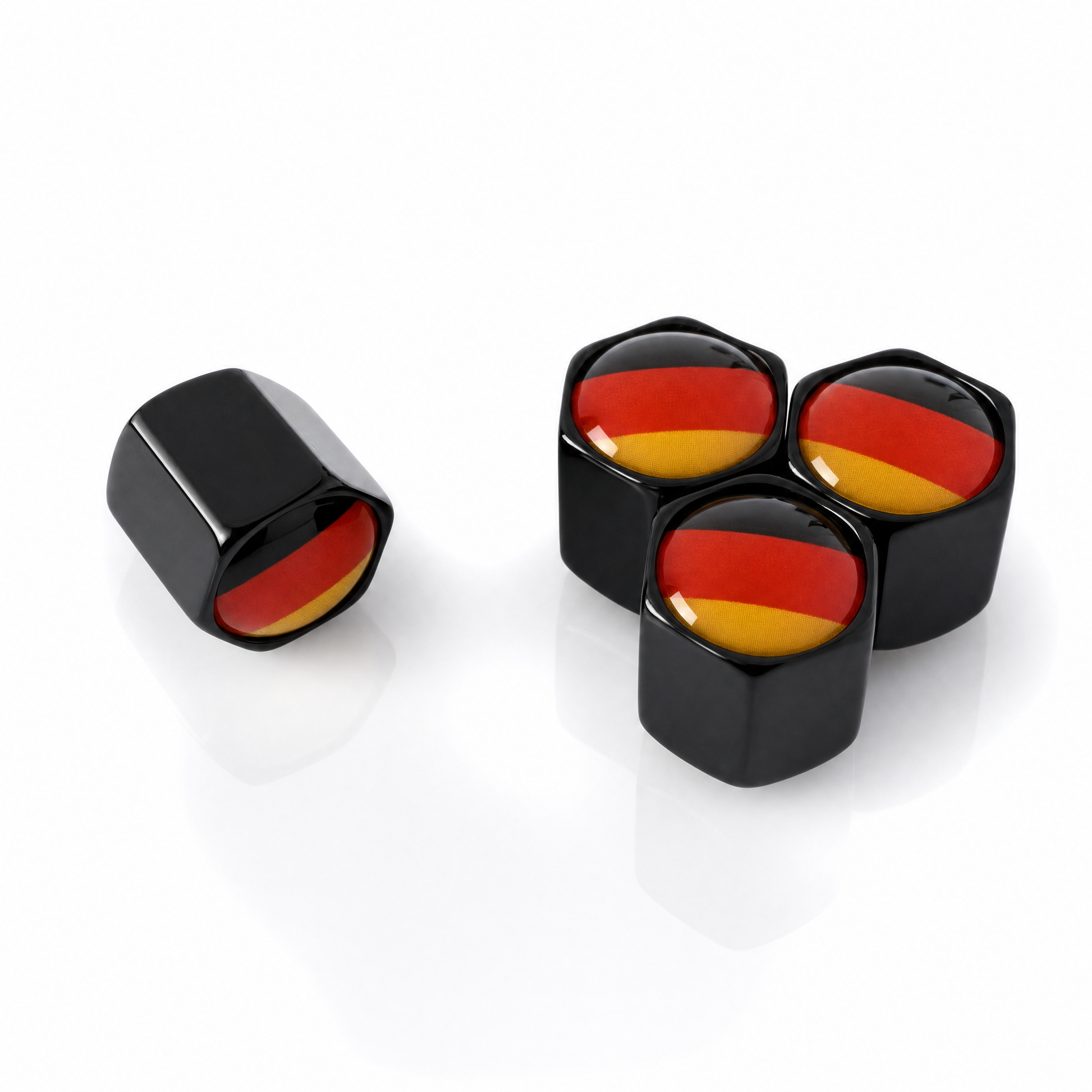 German Flag billet valve caps - premium