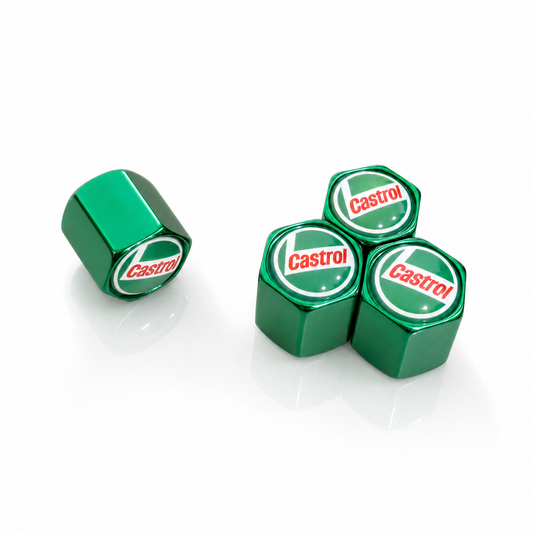 Castrol Green billet valve caps - premium